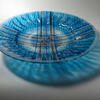 Blue Tartan Bowl, fused & slumped glass, 39 diam x 7 deep cm