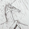 Blade Runner 1982 unicorn watercolour pencil.