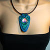 Polymer Clay, Epoxy Resin and Black Rubber Pendant