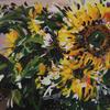 'Fleeting Summer' (60x42cm) - Abstract Sunflower painting on artist paper