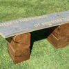 Caithness stone bench on oak supports