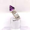 Amethyst Bullet Cabochon Etched Silver Statement Ring Witches Hat by Magwitchery