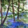 Bluebells, Easter Sunday - watercolour and salt