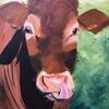 Finger- licking good Acrylic painting, cow wild animals countryside