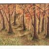Autumn Woods - free machine stitching on painted textile