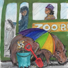 The Outing with Rosa Parks in a good seat - for a poem - Inktense