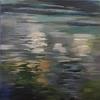 'Reflections 21 Derwentwater' a shadowy part of the lake.  Part of my Reflections series. Acrylic on canvas. 25 cm square