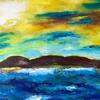Sunset over the sea, seascape acrylics on canvas, 100x80cm £110