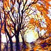 Rousden Wood in Autumn, oil on canvas