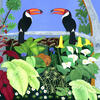 Stylised Jungle Scene with Toucans at Play