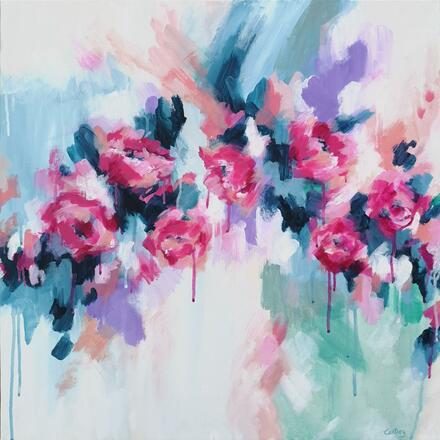 Abstract floral painting on canvas
