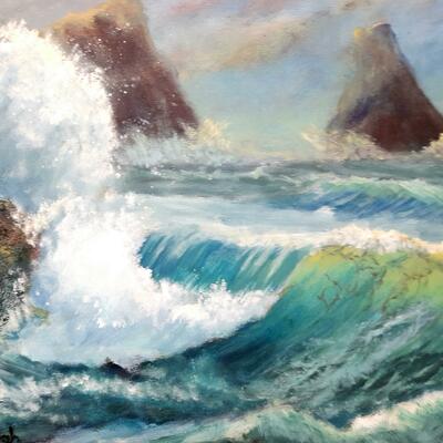 Stormy sea acrylic on canvas