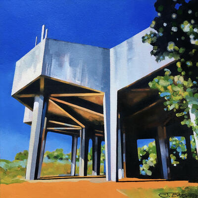 Arkley Water Tower, oil painting on canvas board, SOLD