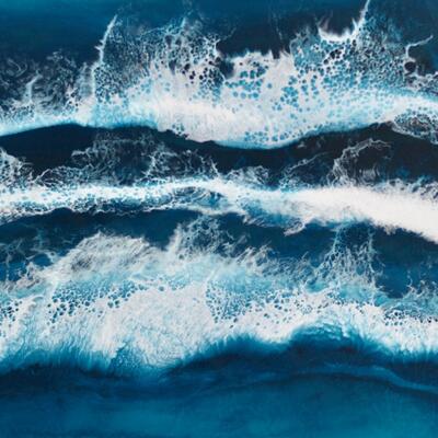 Crashing Waves 36"x24" - A multilayered resin and mixed media artwork