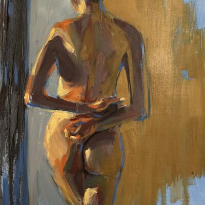 Gabina's winning pose. Life Drawing oil painting/female/figurative