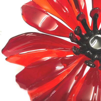 Fused glass poppies for home or garden installation