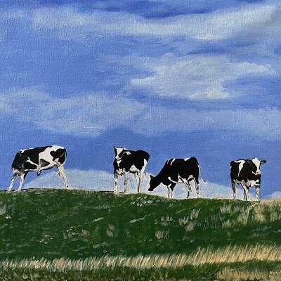Even Cows Get the Blues, Acrylic on Canvas, 30 x 40 cm 