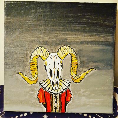 Master Ram. Acrylic paint on 20 x 20 canvas. Part of the 'Unnatural Selection' collection.