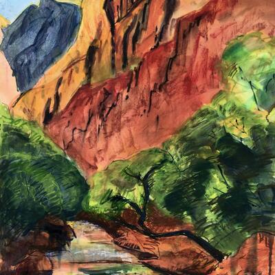 Zion Canyon, 100x150cm, mixed media