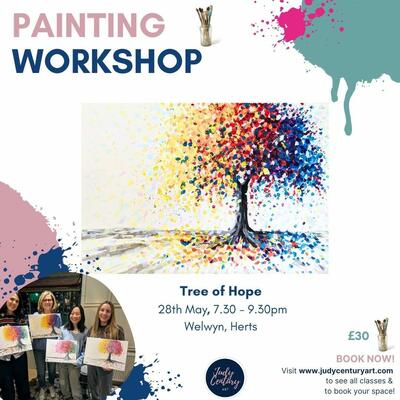 Acrylic painting workshop learn to paint a contemporary colourful tree of hope