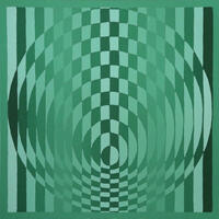 Geoemtric abstract painting monochrome greens