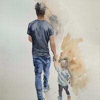 Man and Boy. Watercolour