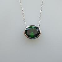 Silver and Emerald Green Cubic Zirconia Pendant