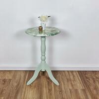 Paint pour marble effect resin coated side table