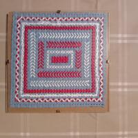 colourful stitches on Binca with glass frame