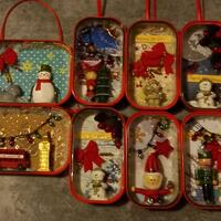 Christmas in a tin ornaments.