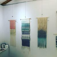 Woven wall art made with hand dyed cotton