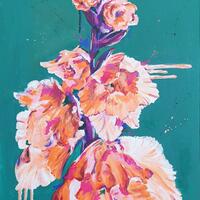 Contemporary Gladioli Flower acrylic painting 40x80cm