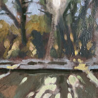 Sunbeam  8"x10" Oil/light through trees/snow/canal/snowy landscape