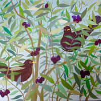 Blackbirds in the Olive Tree 40 X 50cm Acrylic on Canvas