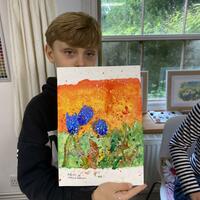 Student during Watercolour Tulips Workshop