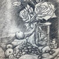 Still life in charcoal