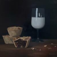 Mince pies for Santa - still life oil painting by Emma de Souza