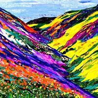 'VALLEY OF FLOWERS'Fabric collage on canvas