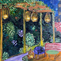 Starry night under the lanterns - Oil on canvas 