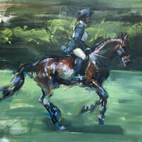 Equestrian/horse painting/ oil painting / figurative painting/galloping horse