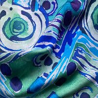 blue abstract design on velvet scarf