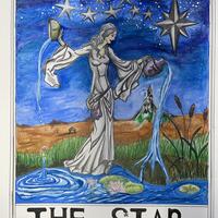 ‘The Star’ Tarot card - Watercolour & coloured pencils