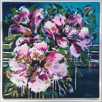Abstract Flower Painting 'Blooming Marvellous' 60x60cm