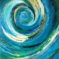 'Blue Gold Vortex' explores the timeless nature of this spiralling form which is found in many elements of the natural world 