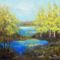 Blue Lake, Acrylic on canvas, 30 x 30 cm