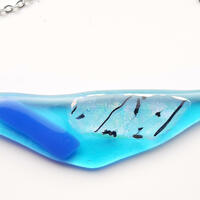 Blue fused glass festoon necklace