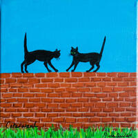 'Caterwaul' acrylic on canvas, from a series of animal cartoons