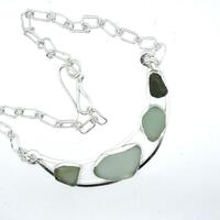 Beach Glass set in sterling silver with handmade chain.