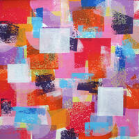 Christine Calow "Cherry Red, Turquoise, White And Pink" Mixed Media, Silkscreen And Painting