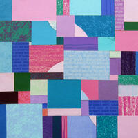 Christine Calow "Turquoise, Blue And Pink" Printed And Collaged Paper